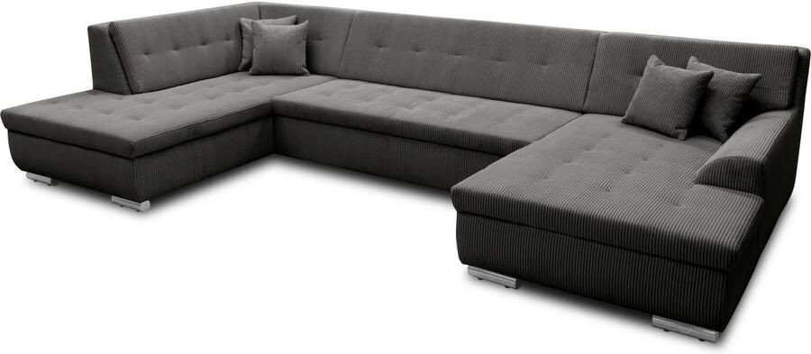 DOMO collection Zithoek Treviso inclusief sierkussen moderne stiksels XXL: B D H: 364 201 83 cm naar keuze met slaapfunctie in vele soorten bekleding ook in cord u-model - Foto 4