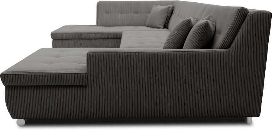 DOMO collection Zithoek Treviso inclusief sierkussen moderne stiksels XXL: B D H: 364 201 83 cm naar keuze met slaapfunctie in vele soorten bekleding ook in cord u-model - Foto 3