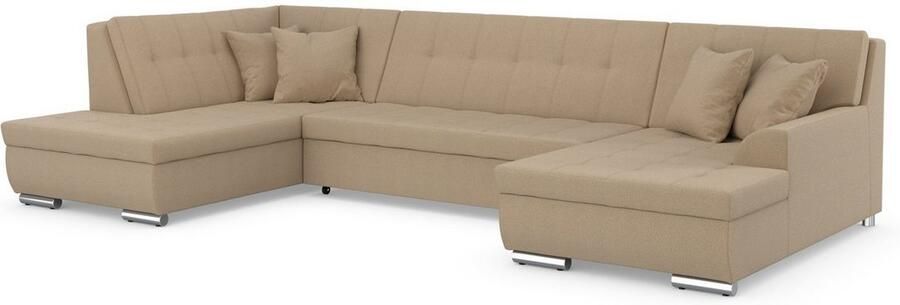 DOMO collection Zithoek Treviso inclusief sierkussen moderne stiksels XXL: B D H: 364 201 83 cm naar keuze met slaapfunctie in vele soorten bekleding ook in cord u-model - Foto 4