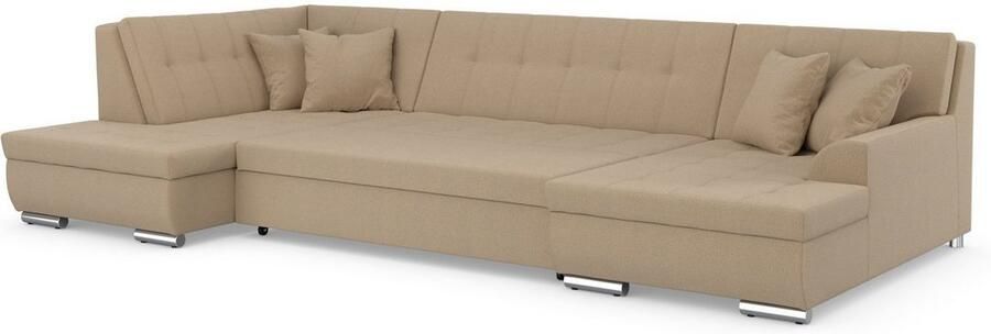 DOMO collection Zithoek Treviso inclusief sierkussen moderne stiksels XXL: B D H: 364 201 83 cm naar keuze met slaapfunctie in vele soorten bekleding ook in cord u-model - Foto 5