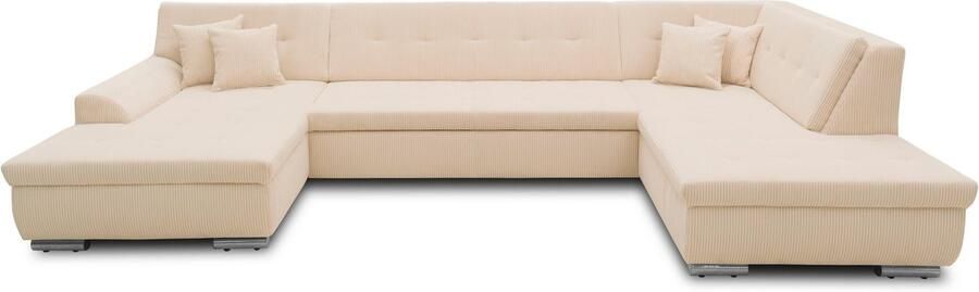 DOMO collection Zithoek Treviso inclusief sierkussen moderne stiksels XXL: B D H: 364 201 83 cm naar keuze met slaapfunctie in vele soorten bekleding ook in cord u-model - Foto 7