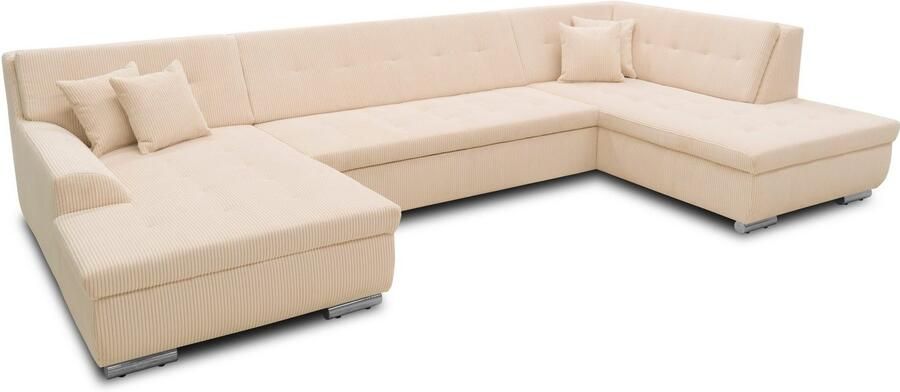 DOMO collection Zithoek Treviso inclusief sierkussen moderne stiksels XXL: B D H: 364 201 83 cm naar keuze met slaapfunctie in vele soorten bekleding ook in cord u-model - Foto 4