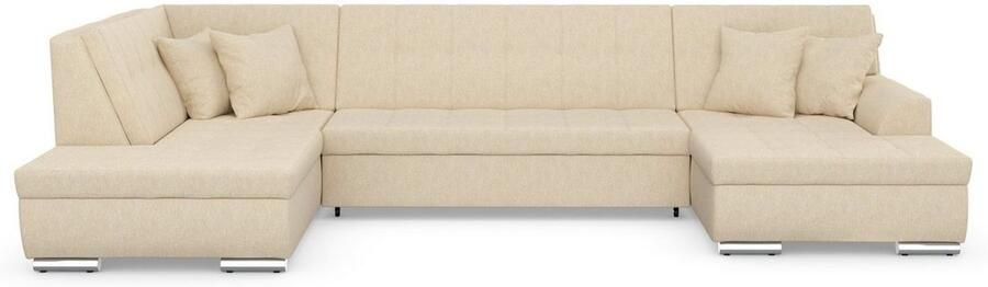 DOMO collection Zithoek Treviso inclusief sierkussen moderne stiksels XXL: B D H: 364 201 83 cm naar keuze met slaapfunctie in vele soorten bekleding ook in cord u-model - Foto 6