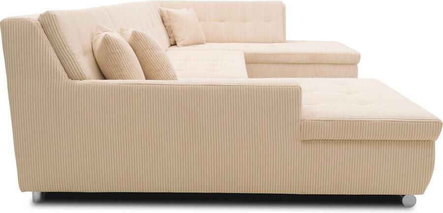 DOMO collection Zithoek Treviso inclusief sierkussen moderne stiksels XXL: B D H: 364 201 83 cm naar keuze met slaapfunctie in vele soorten bekleding ook in cord u-model - Foto 3