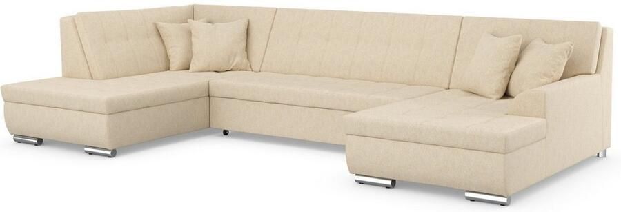 DOMO collection Zithoek Treviso inclusief sierkussen moderne stiksels XXL: B D H: 364 201 83 cm naar keuze met slaapfunctie in vele soorten bekleding ook in cord u-model - Foto 3