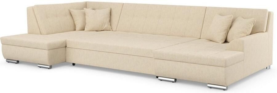 DOMO collection Zithoek Treviso inclusief sierkussen moderne stiksels XXL: B D H: 364 201 83 cm naar keuze met slaapfunctie in vele soorten bekleding ook in cord u-model - Foto 5