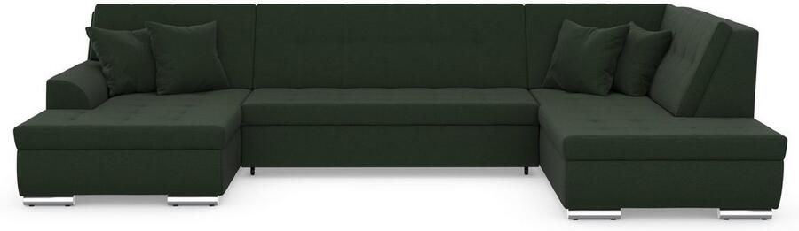 DOMO collection Zithoek Treviso inclusief sierkussen moderne stiksels XXL: B D H: 364 201 83 cm naar keuze met slaapfunctie in vele soorten bekleding ook in cord u-model - Foto 6