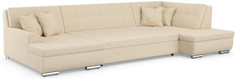 DOMO collection Zithoek Treviso inclusief sierkussen moderne stiksels XXL: B D H: 364 201 83 cm naar keuze met slaapfunctie in vele soorten bekleding ook in cord u-model - Foto 4