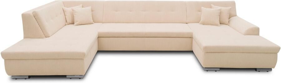 DOMO collection Zithoek Treviso inclusief sierkussen moderne stiksels XXL: B D H: 364 201 83 cm naar keuze met slaapfunctie in vele soorten bekleding ook in cord u-model - Foto 7