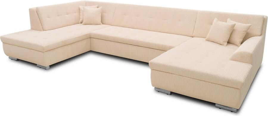 DOMO collection Zithoek Treviso inclusief sierkussen moderne stiksels XXL: B D H: 364 201 83 cm naar keuze met slaapfunctie in vele soorten bekleding ook in cord u-model - Foto 2