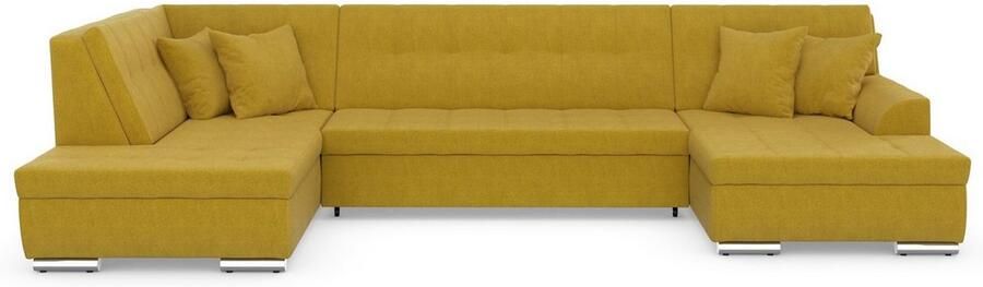 DOMO collection Zithoek Treviso inclusief sierkussen moderne stiksels XXL: B D H: 364 201 83 cm naar keuze met slaapfunctie in vele soorten bekleding ook in cord u-model - Foto 6