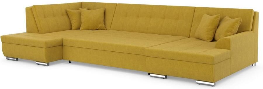 DOMO collection Zithoek Treviso inclusief sierkussen moderne stiksels XXL: B D H: 364 201 83 cm naar keuze met slaapfunctie in vele soorten bekleding ook in cord u-model - Foto 5