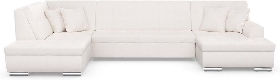 DOMO collection Zithoek Treviso inclusief sierkussen moderne stiksels XXL: B D H: 364 201 83 cm naar keuze met slaapfunctie in vele soorten bekleding ook in cord u-model - Foto 6