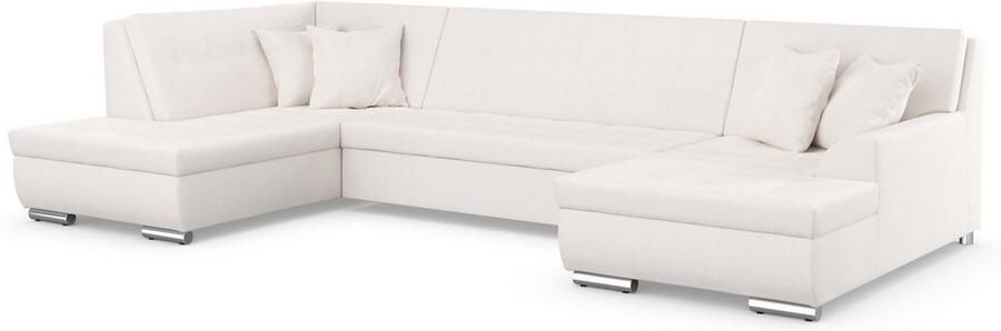 DOMO collection Zithoek Treviso inclusief sierkussen moderne stiksels XXL: B D H: 364 201 83 cm naar keuze met slaapfunctie in vele soorten bekleding ook in cord u-model - Foto 5