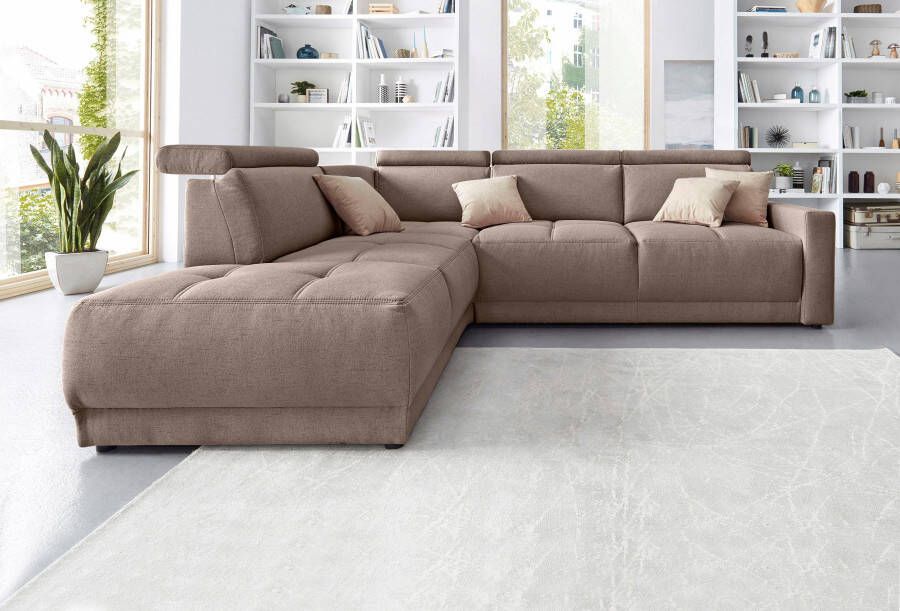 DOMO collection Hoekbank Ava moderne zitstiksels met mooie dubbele naad comfortabel L-vorm met ottomane inclusief veren optioneel met hoofdeinde verstellingen - Foto 2