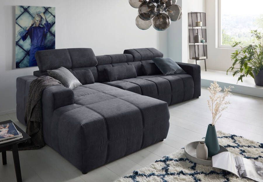 DOMO collection Hoekbank Brandon grote uitvoering B D H: 289 177 80 cm ook in leer en cord met hoofdsteunverstelling optionele zitdiepteverstelling l-vormig - Foto 6