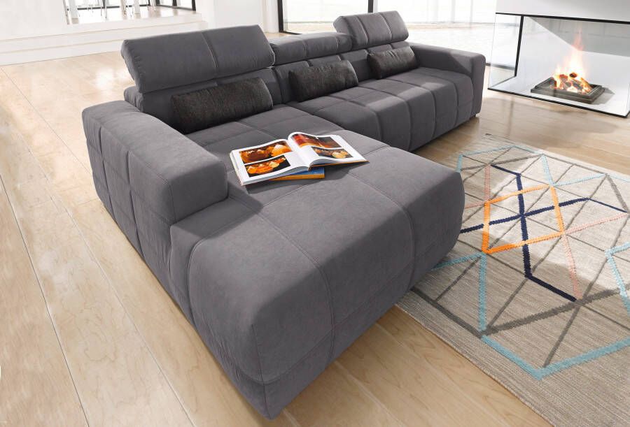 DOMO collection Hoekbank Brandon grote uitvoering B D H: 289 177 80 cm ook in leer en cord met hoofdsteunverstelling optionele zitdiepteverstelling l-vormig - Foto 4