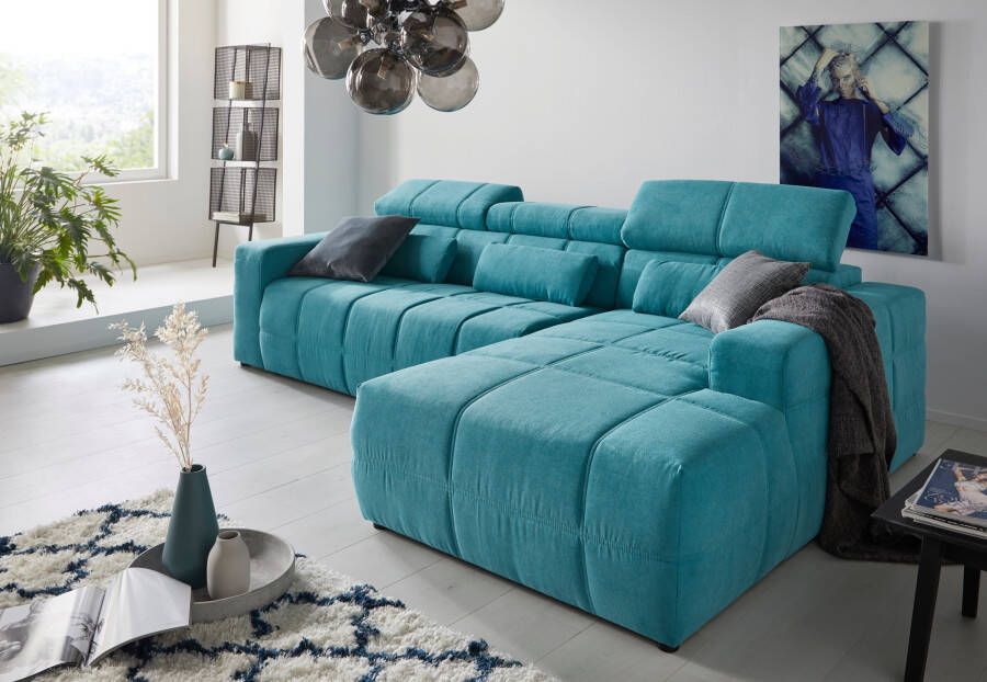 DOMO collection Hoekbank Brandon grote uitvoering B D H: 289 177 80 cm ook in leer en cord met hoofdsteunverstelling optionele zitdiepteverstelling l-vormig - Foto 10