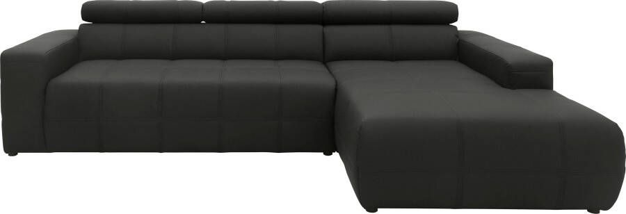 DOMO collection Hoekbank Brandon B D H: 289 177 80 cm keuze met zitdiepteverstelling L-vorm