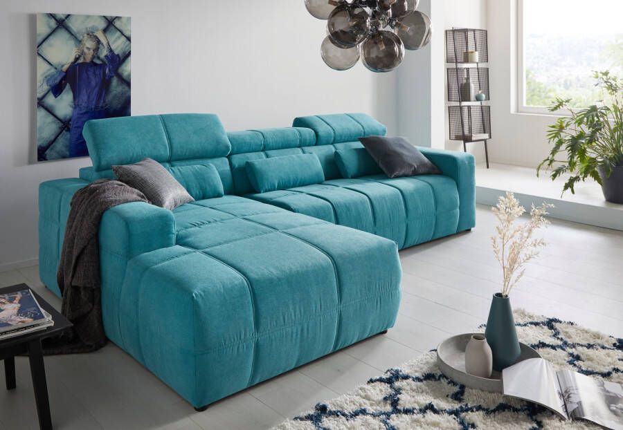 DOMO collection Hoekbank Brandon grote uitvoering B D H: 289 177 80 cm ook in leer en cord met hoofdsteunverstelling optionele zitdiepteverstelling l-vormig - Foto 10