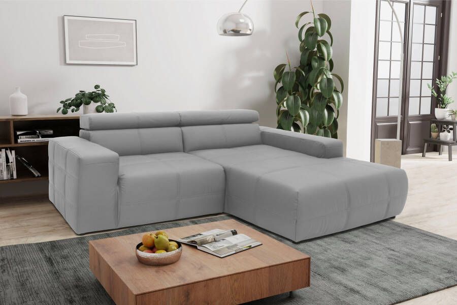 DOMO collection Hoekbank Brandon B T H: 214 100 80 cm L-vorm Met verstelbare hoofdsteun ook in leer en cord L-model - Foto 6