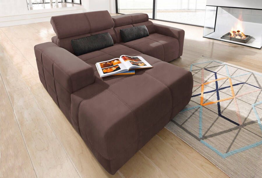 DOMO collection Hoekbank Brandon B T H: 214 100 80 cm L-vorm Met verstelbare hoofdsteun ook in leer en cord L-model - Foto 2