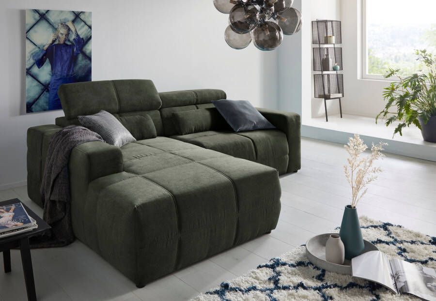 DOMO collection Hoekbank Brandon B T H: 214 100 80 cm L-Form Met verstelbare hoofdsteun ook in leer en cord L-model - Foto 5