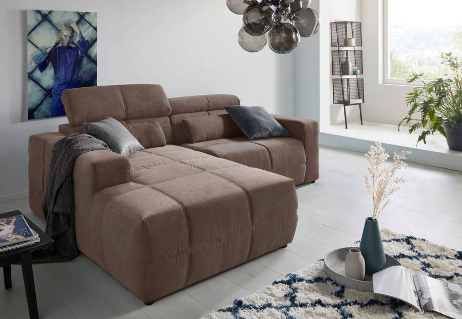 DOMO collection Hoekbank Brandon B T H: 214 100 80 cm L-vorm Met verstelbare hoofdsteun ook in leer en cord L-model - Foto 5