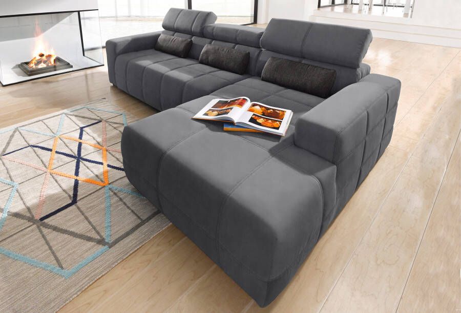 DOMO collection Hoekbank Brandon grote uitvoering B D H: 289 177 80 cm ook in leer en cord met hoofdsteunverstelling optionele zitdiepteverstelling l-vormig - Foto 4