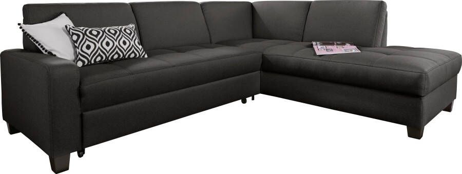 DOMO collection Hoekbank Florentina tijdloos en elegant zitnaden als designelement L-vorm keuze met slaapfunctie met contrastnaad comfortabele zithoogte 47 cm