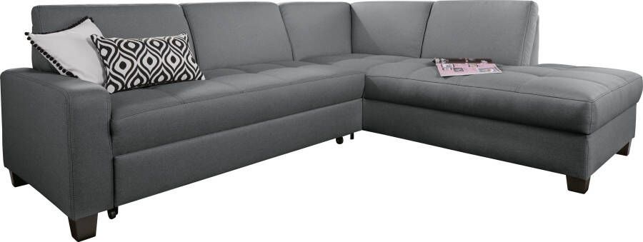 DOMO collection Hoekbank Florentina tijdloos en elegant zitnaden als designelement L-vorm keuze met slaapfunctie met contrastnaad comfortabele zithoogte 47 cm