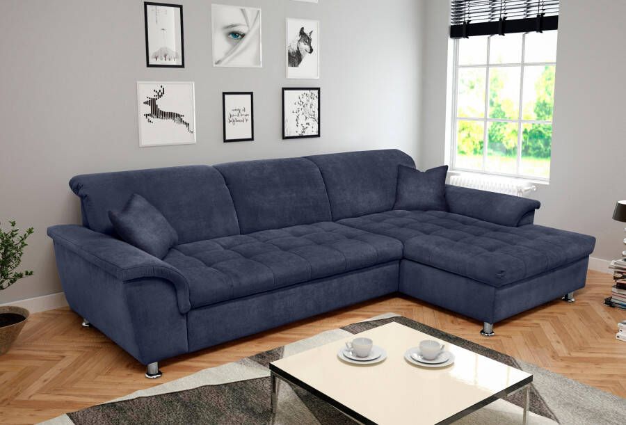 DOMO collection Hoekbank Franzi stiksels op de zitting B7T H: 278x162x80 cm L-model naar keuze met slaapfunctie bedkist en verstelbare hoofdsteun - Foto 5