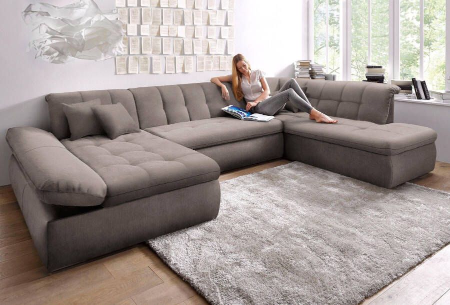 DOMO collection Zithoek NMoric in XXL-formaat B D H: 353 216 80 cm incl. decoratiekussen U-vorm - Foto 6