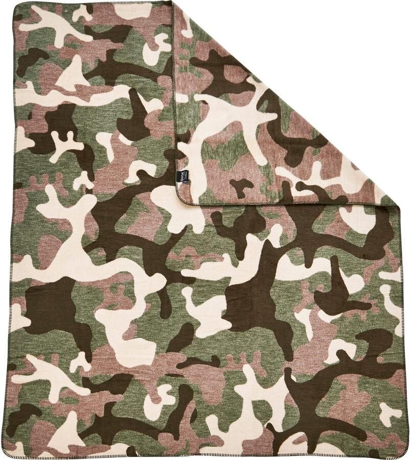 Done. Deken Camouflage Deken met insluitende siernaad knuffeldeken