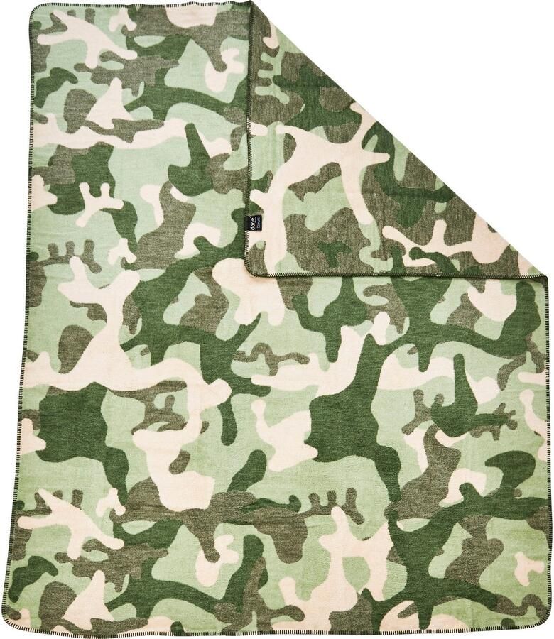 Done. Deken Camouflage Deken met insluitende siernaad knuffeldeken