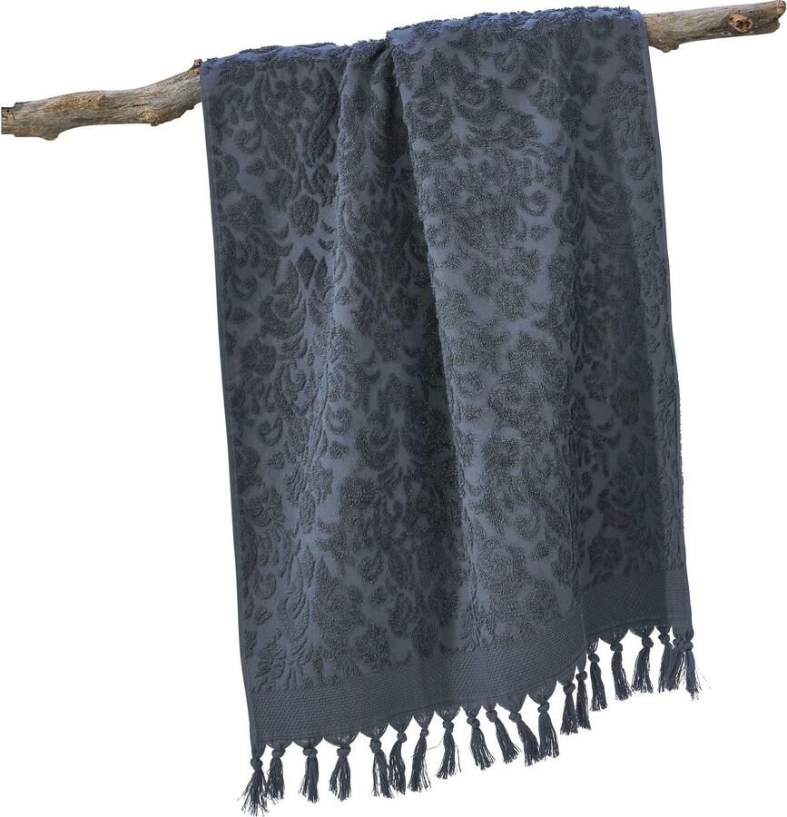 Done. Douchelaken Provence ORNAMENTS Unikleurig ornamenten met franje (1 stuk)