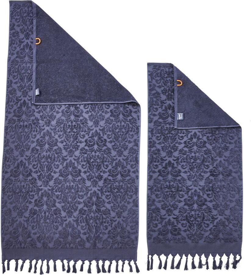 Done. Handdoekenset Provence ORNAMENTS Uni-kleuren ornamenten met franjes (set)