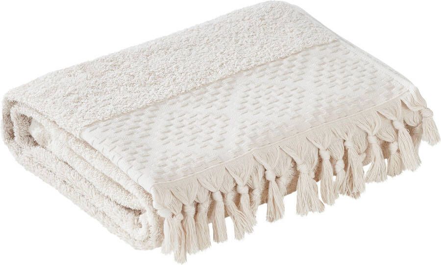 Done. Douchelaken Provence BOHÉME Unikleurig boho-stijl met opvallende rand & franje (1 stuk) - Foto 3