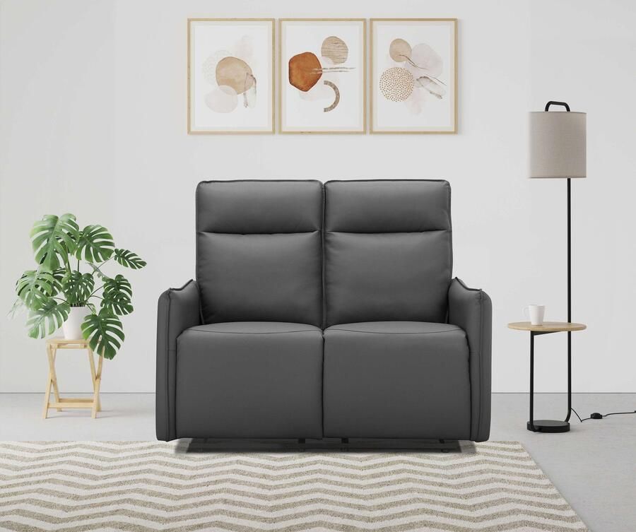Notio Living Lugo 2Zits bank met handmatige relaxfunctie in PU grijs (120 x 127 x 86 cm)