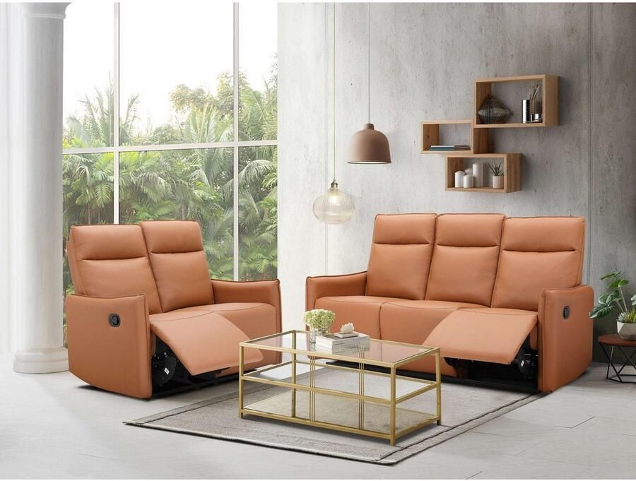 Dorel Home 3-zitsbank Lugo bioscoopbank met relaxfunctie in kunstleer en geweven stof - Foto 2