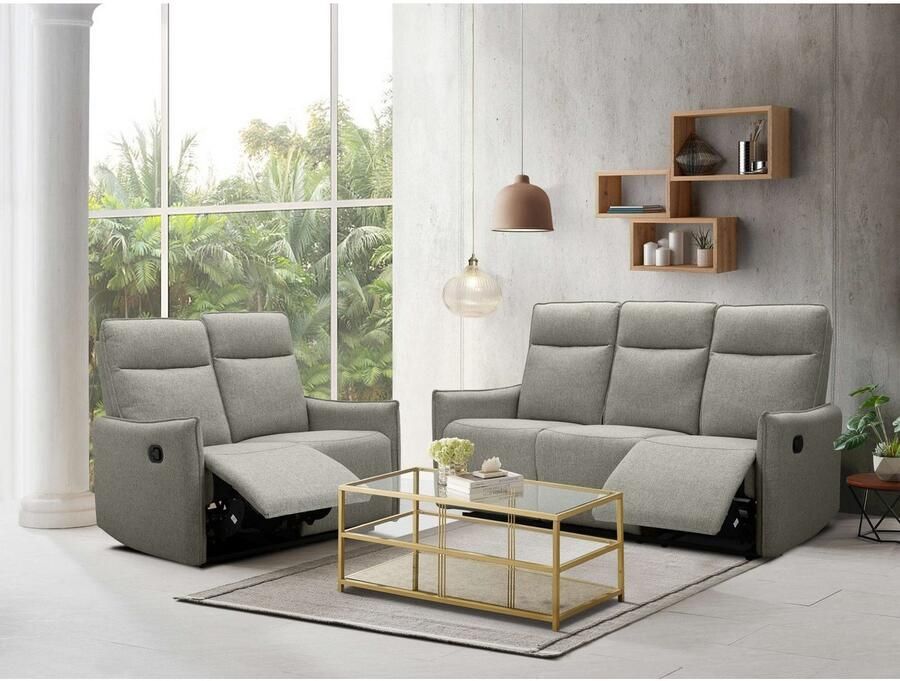 Dorel Home 2-zitsbank Lugo bioscoopbank met relaxfunctie in kunstleer en geweven stof - Foto 3