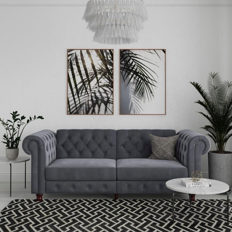 Dorel Home 3-zitsbank Felix slaapbank 236 cm(ligoppervlak 108 x 190 cm) rugleuning 3-voudig verstelbaar velours kunstleer luxe vintage microvezel - Foto 4