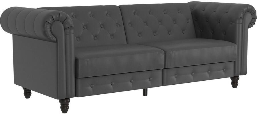 Dorel Home 3-zitsbank Felix slaapbank 236 cm(ligoppervlak 108 x 190 cm) rugleuning 3-voudig verstelbaar velours kunstleer luxe vintage microvezel - Foto 4