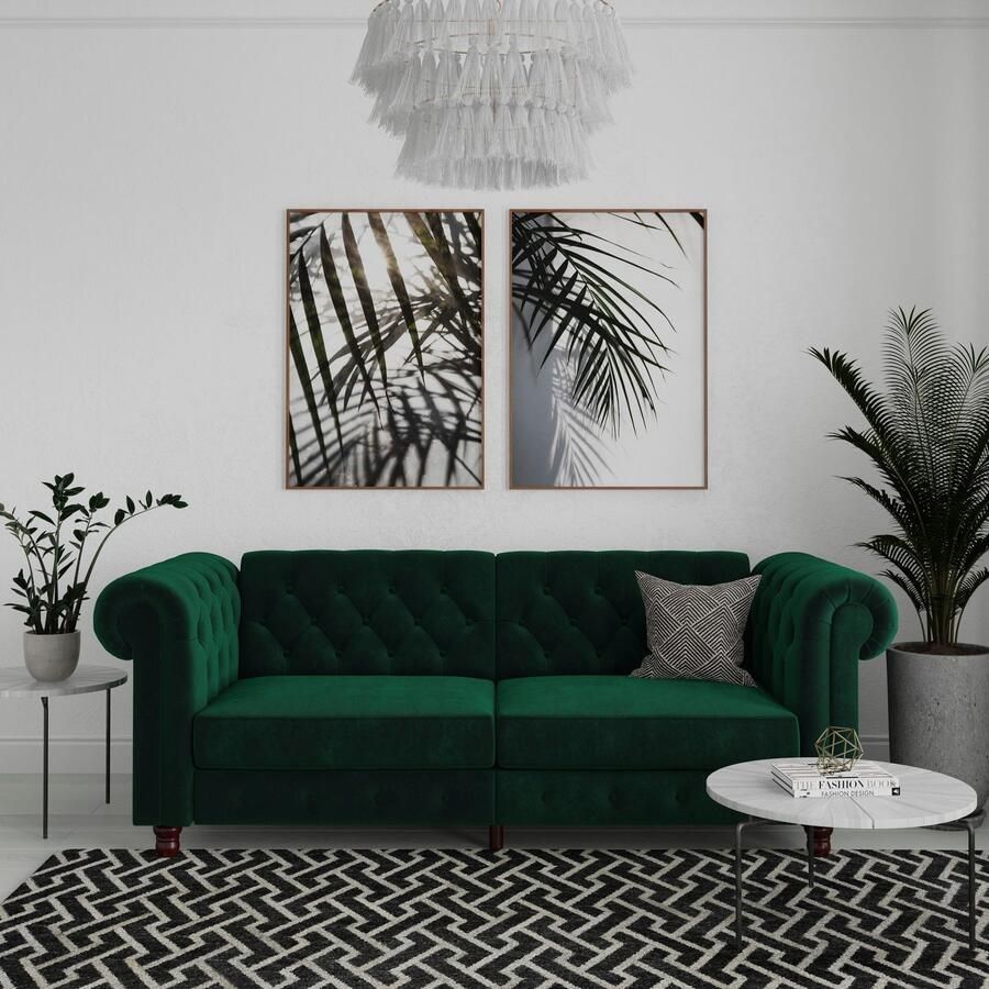 Dorel Home 3-zitsbank Felix slaapbank 236 cm(ligoppervlak 108 x 190 cm) rugleuning 3-voudig verstelbaar velours kunstleer luxe vintage microvezel - Foto 4