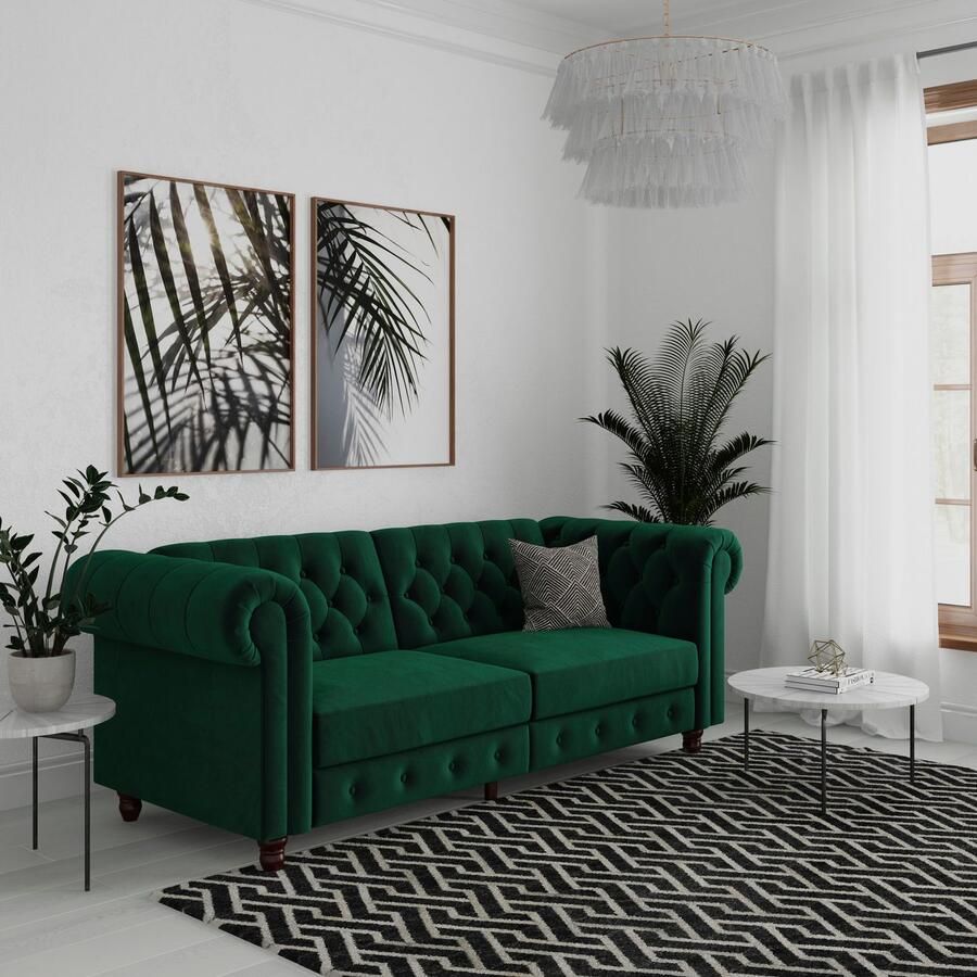 Dorel Home 3-zitsbank Felix slaapbank 236 cm(ligoppervlak 108 x 190 cm) rugleuning 3-voudig verstelbaar velours kunstleer luxe vintage microvezel - Foto 5