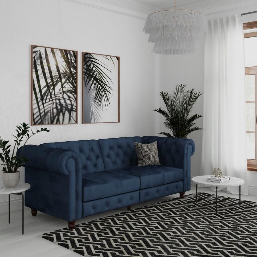 Dorel Home 3-zitsbank Felix slaapbank 236 cm(ligoppervlak 108 x 190 cm) rugleuning 3-voudig verstelbaar velours kunstleer luxe vintage microvezel - Foto 5
