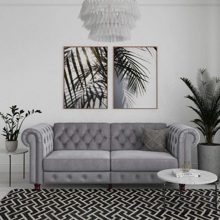 Dorel Home 3-zitsbank Felix slaapbank 236 cm(ligoppervlak 108 x 190 cm) rugleuning 3-voudig verstelbaar velours kunstleer luxe vintage microvezel - Foto 4