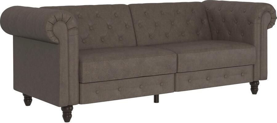 Dorel Home 3-zitsbank Felix slaapbank 236 cm(ligoppervlak 108 x 190 cm) rugleuning 3-voudig verstelbaar velours kunstleer luxe vintage microvezel - Foto 5