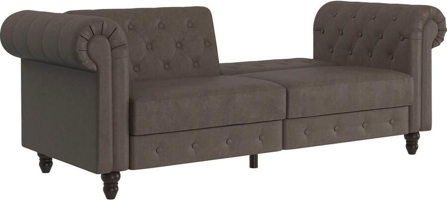 Dorel Home 3-zitsbank Felix slaapbank 236 cm(ligoppervlak 108 x 190 cm) rugleuning 3-voudig verstelbaar velours kunstleer luxe vintage microvezel - Foto 3