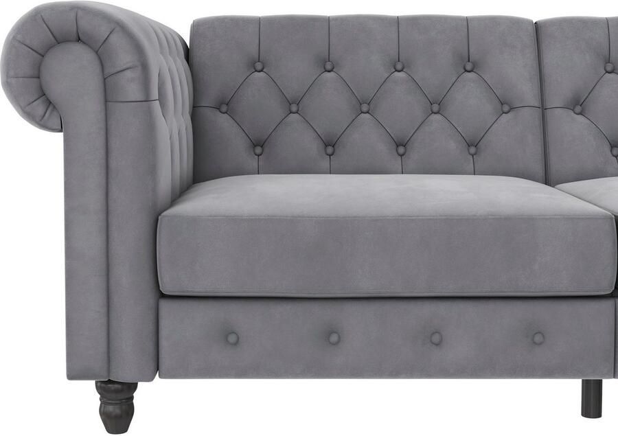 Dorel Home 3-zitsbank Felix slaapbank 236 cm(ligoppervlak 108 x 190 cm) rugleuning 3-voudig verstelbaar velours kunstleer luxe vintage microvezel - Foto 8